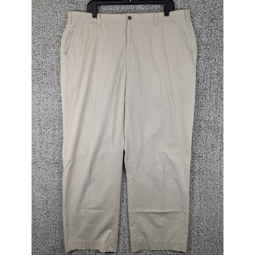 Orvis Casual Golf Pants Men's Size 38 Ivory Stretch Flat Front Straight Chino